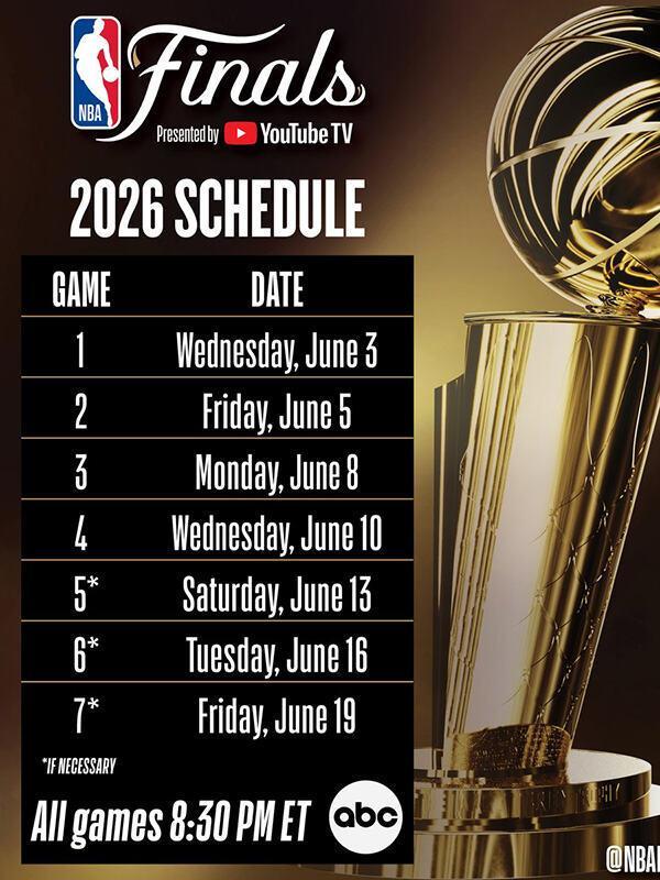 2026世界杯客户端下载-NBA官方公布本赛季总决赛日程安排：6月4日G1正式开战